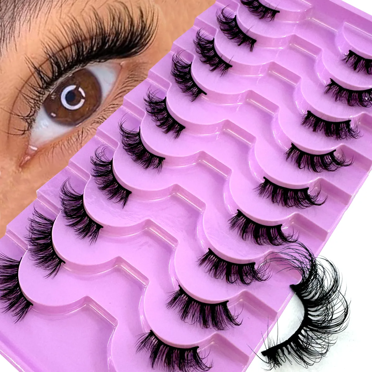 Half Lashes 10 Pairs Half Lashes Soft Natural Cat Eye Lashes Makeup Tool Fake Eyelashes Extension Fluffy Faux Cils