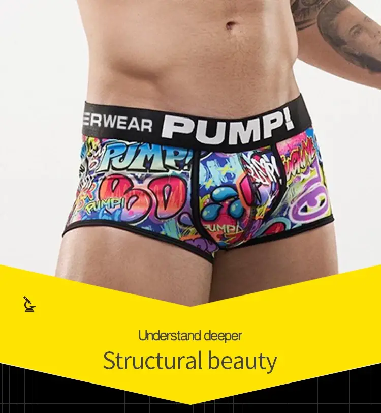 1 pçs masculino algodão mistura de náilon boxer briefs all-over graffiti impressão ampla cintura elástica não-apertado moda esporte roupa interior