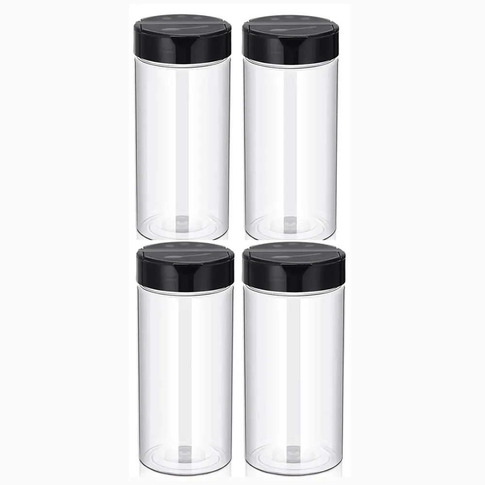 Latas de especias transparentes de plástico de 400ml con contenedores de condimentos con tapa agitadora para cocina y barbacoa