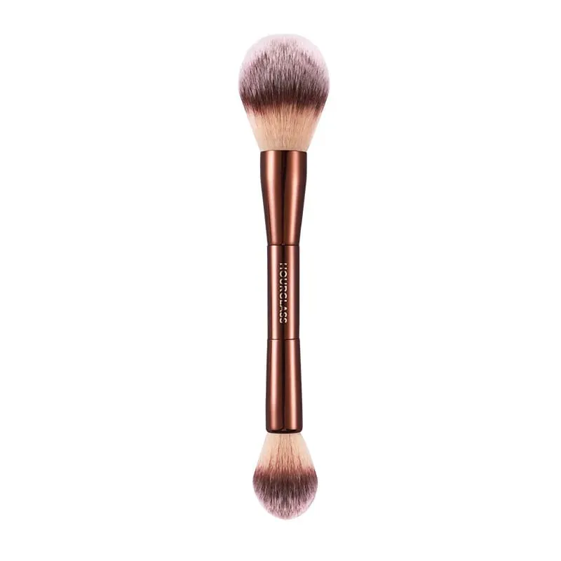 Dual ended Powder + Highlighter Makeup brushes Powder contour Make up brush exquisite Professional Cosmetic tool metal handle