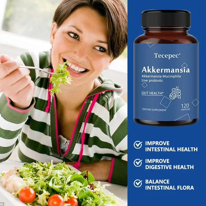 Akkermansia Muciniphila Cápsulas Probióticas Ativas Apoiam a Digestão Saúde Intestinal Promovem o Equilíbrio da Flora Intestinal