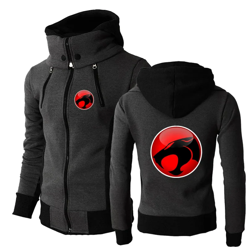 Logotipo ThunderCat O pulôver masculino com zíper de três cores é adequado para uso comercial na primavera e no outono, jaqueta com capuz