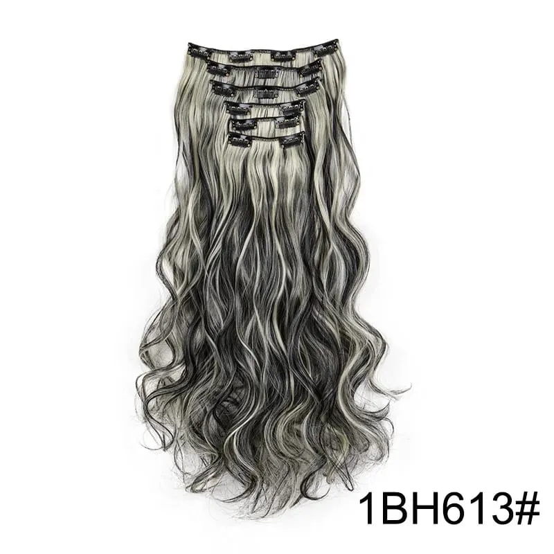 22 Polegada sintético 6 pçs/set longo encaracolado extensão do cabelo grosso macio peruca para cobertura de linha fina curta para uso diário feminino