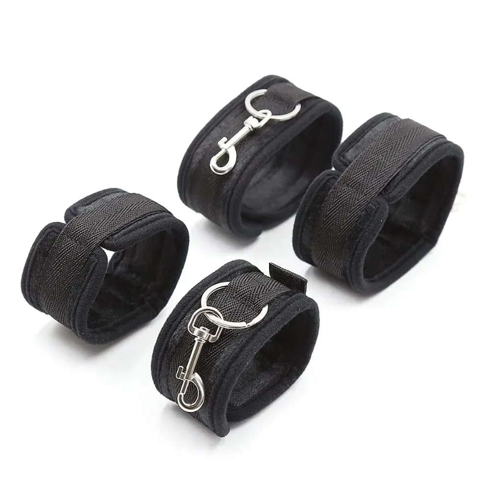 Conjunto de contenção bdsm bondage algemas e tornozelo escravo na cama perna aberta flertar brinquedos sexuais para mulheres casais eróticos sem vibrador