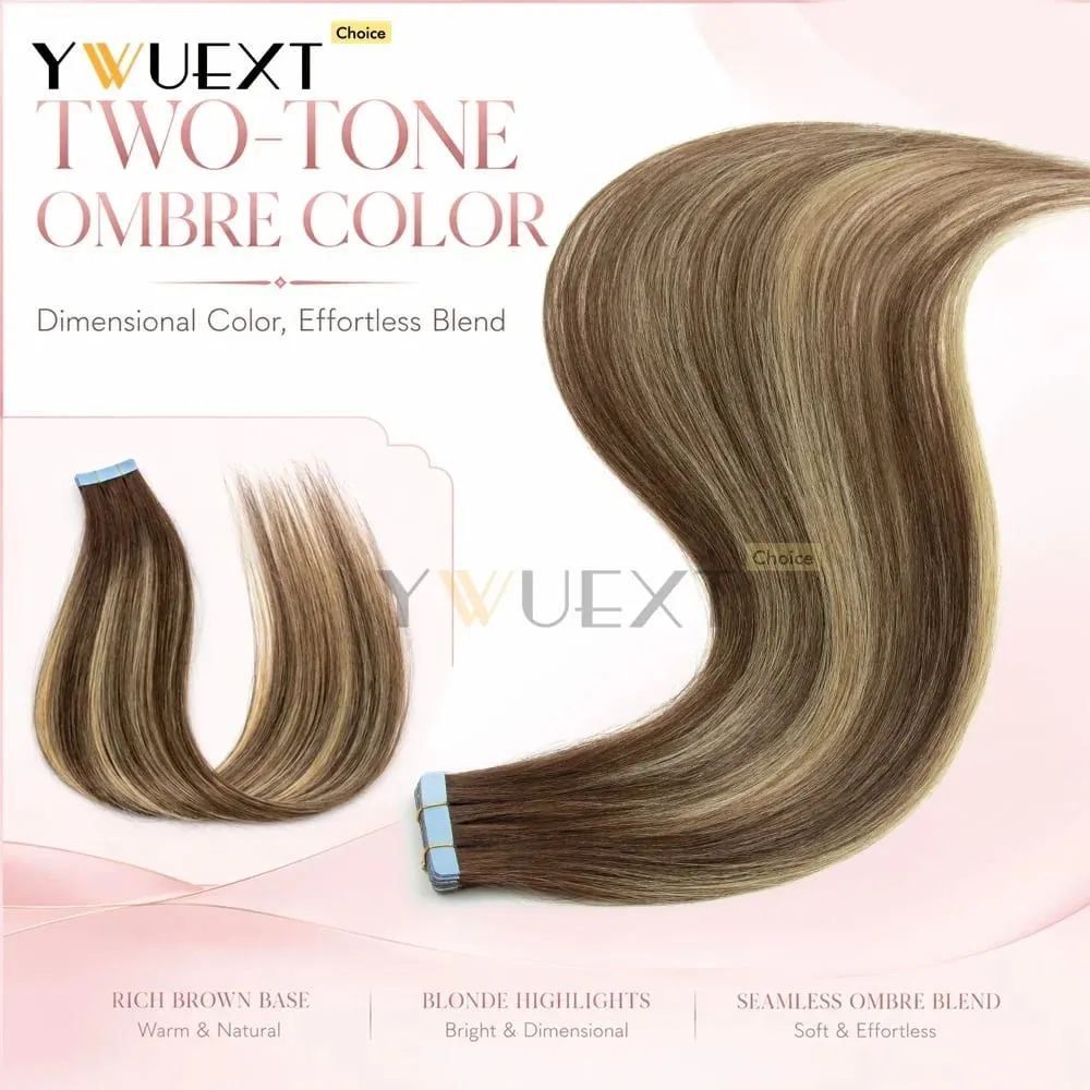 Fita de cores gradientes de 20 unidades/pacote em extensões de cabelo humano adicionam volume e comprimento para mulheres 30g 16-20 polegadas qualidade de salão de beleza YWUEXT