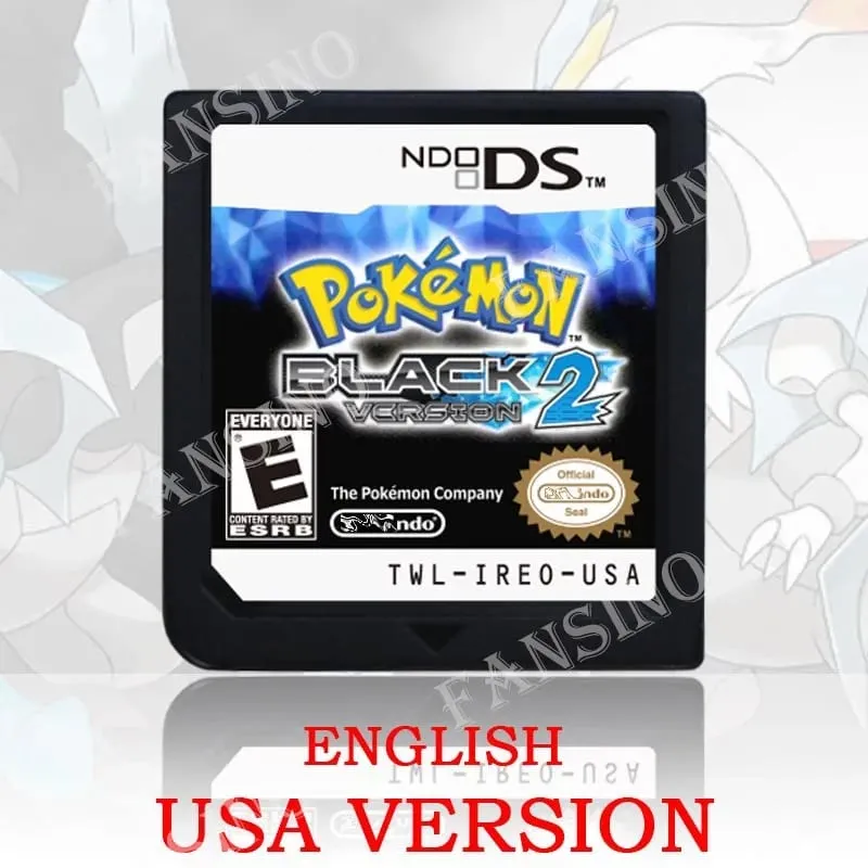 (USA EUR AUS) Pokemon Black White 1/2 Version High Quality Authentic 1:1 Replica DS Video Game Cartridge For DS 2DS 3DS Console