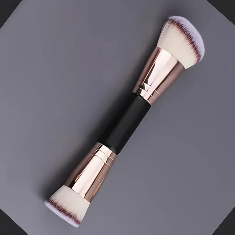 Pincel de maquiagem de ponta dupla, pincel de base plana para contorno em ângulo, para base de creme BB, mistura perfeita, contorno oculto