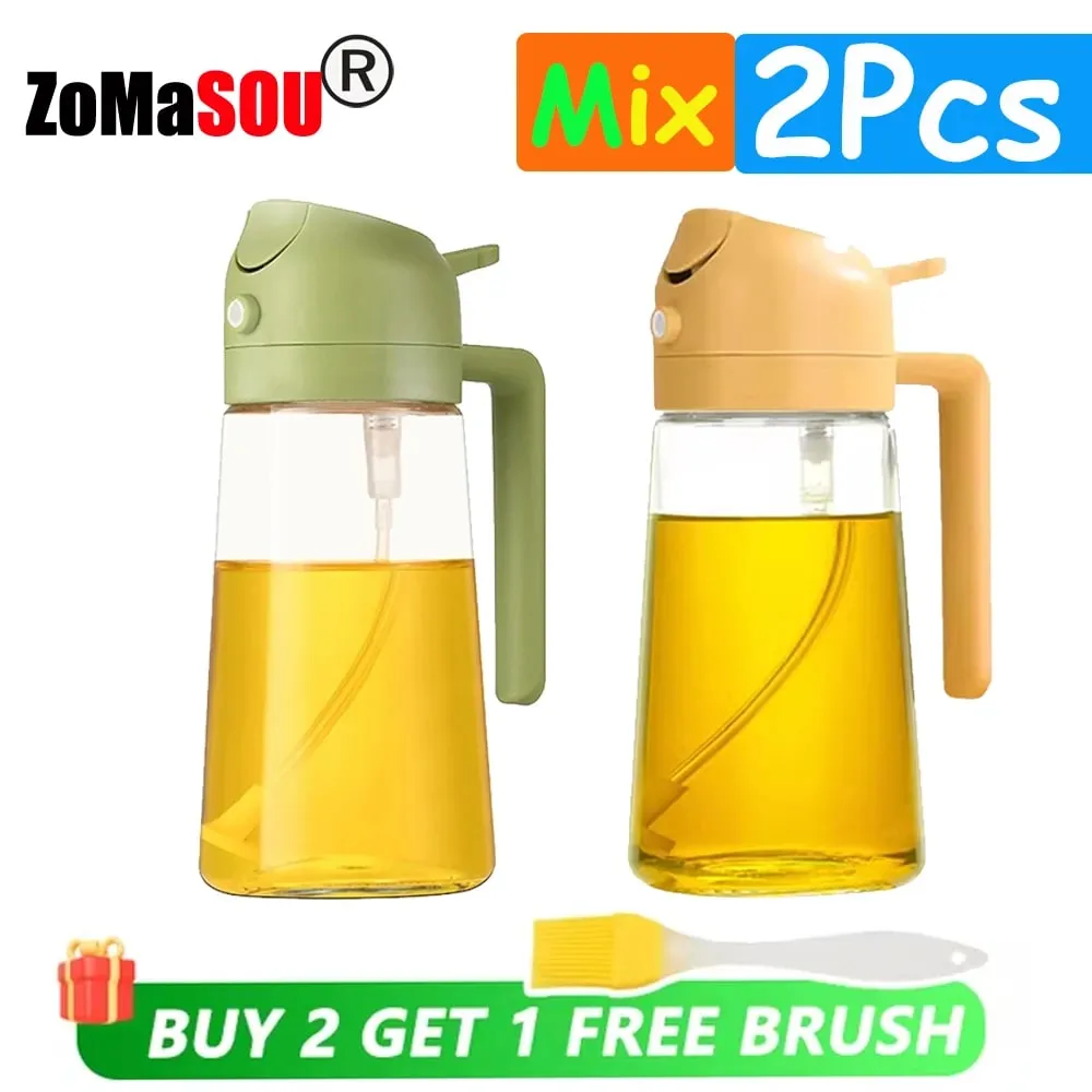 1-4pc 2-em-1 pulverizador pourer óleo garrafa vazia recipiente de óleo de plástico dispensador vaporizador cozinha churrasco acampamento utensílios de cozinha
