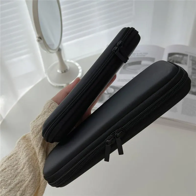 (N) Sacos de armazenamento de cosméticos pretos à prova d'água com zíper duplo estojo para pincéis de maquiagem bolsa feminina portátil suporte para pincel de viagem caixa de caneta