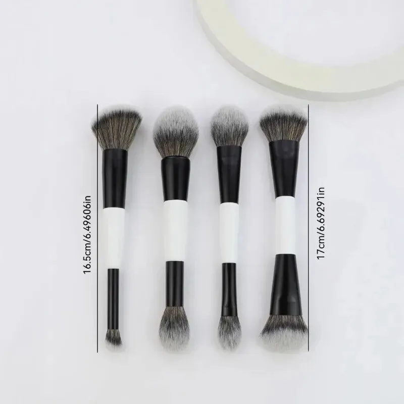 Pincéis de maquiagem de cabeça dupla 2 em 1, base angular plana, contorno corretivo para misturar pó solto, creme líquido, ferramentas cosméticas