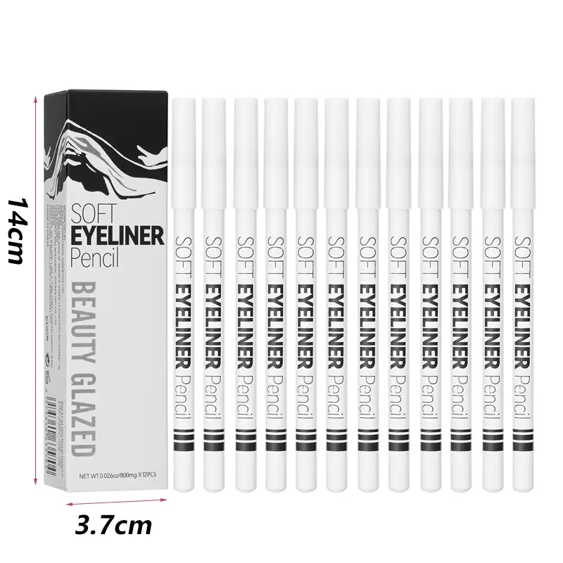 Lápis delineador branco à prova d'água, suave, fácil de usar, iluminador de olhos de longa duração, ferramenta de maquiagem fashion para aplicação suave