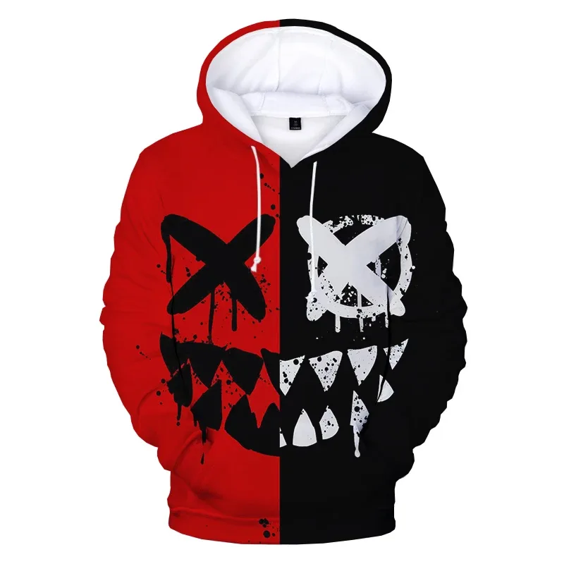 Padrão na moda diabo rosto sorridente 3d impresso moletom com capuz masculino feminino moda casual engraçado pullovers hip hop hoodies