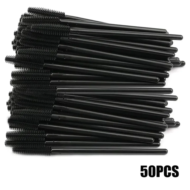 50/100 件裝睫毛刷矽膠睫毛刷睫毛膏棒塗抹器套件用於睫毛延長眉毛化妝工具