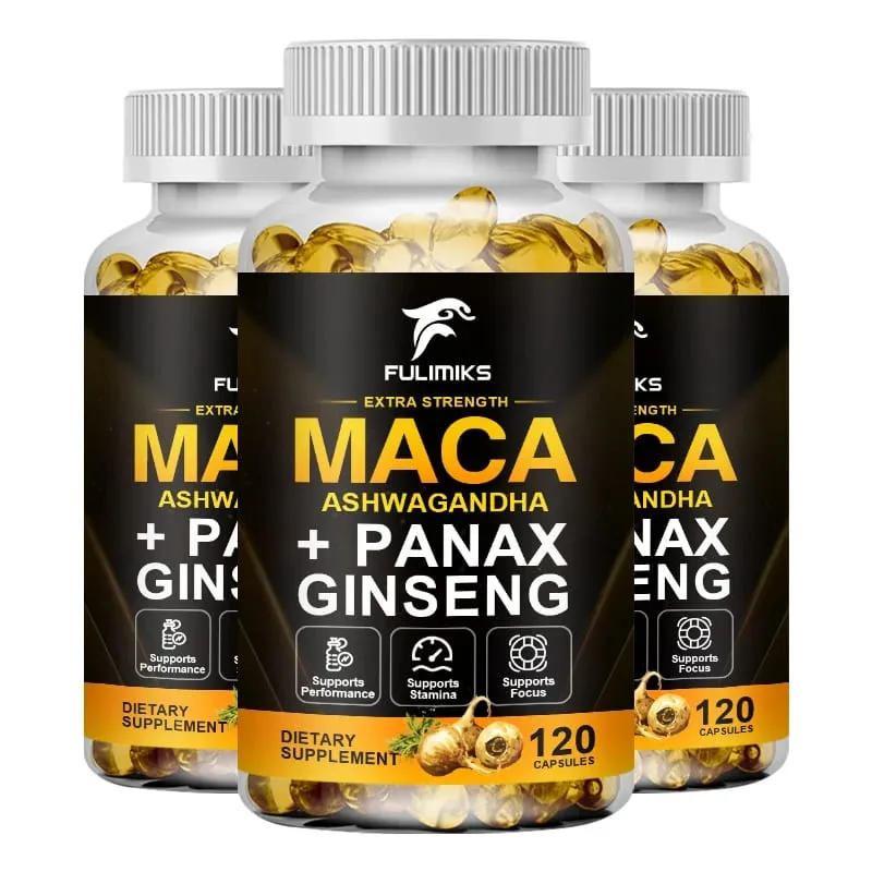 三重瑪卡混合物與人參和南非醉茄補充劑支持生殖健康荷爾蒙平衡肌肉和緩解壓力