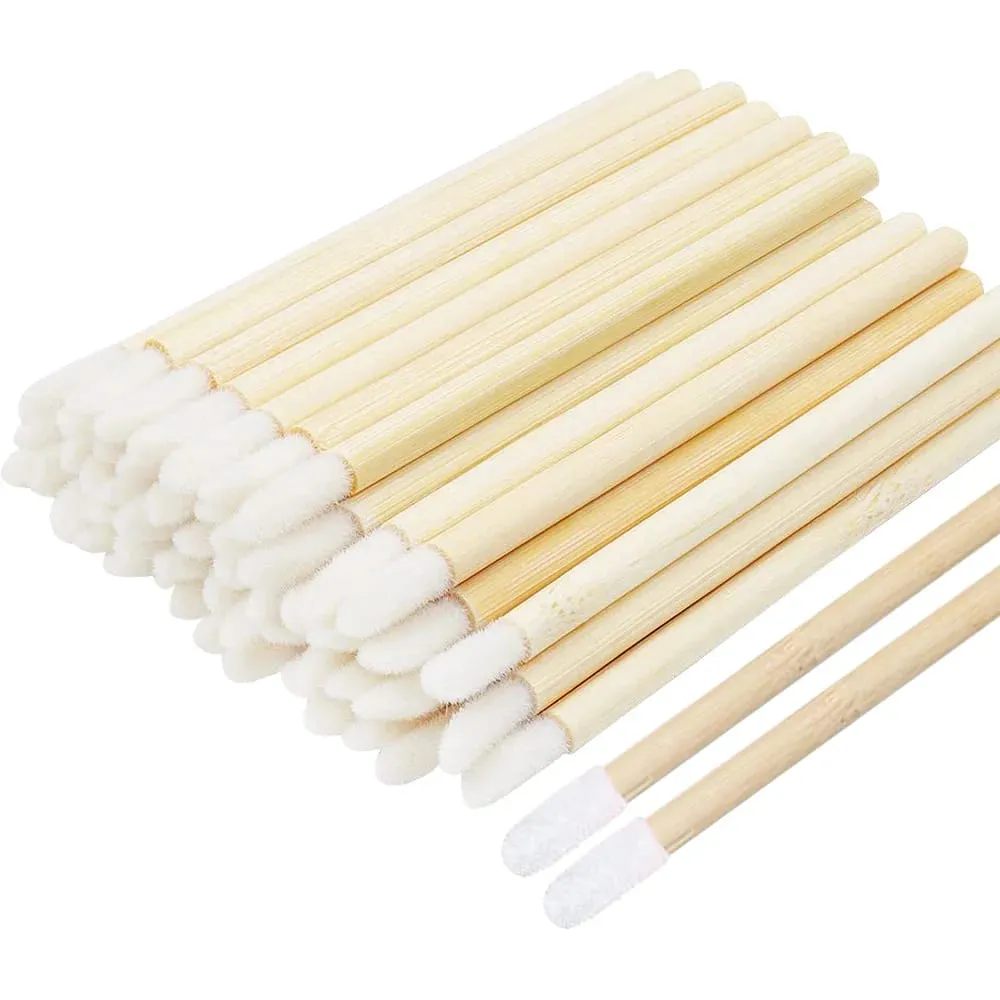 50/100pcs Lip Brushes Bamboo Handle Lip Brushes Lipstick Gloss Wands Applicator Makeup Tool For Eyelashes Extension Accessories