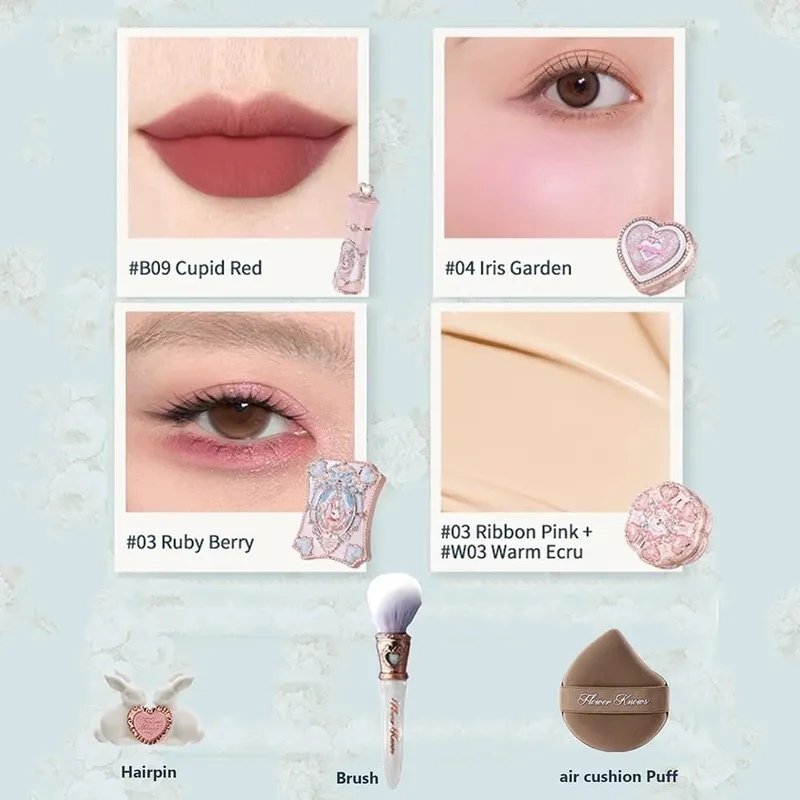 Flower Know Little Angel Collection Makeup Gift Box Eyeshadow Blush Cream Matte Lipstick Highlighter Full Kit All In One