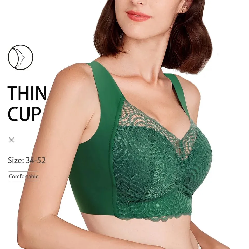 Sexy plus size roupa interior sem costura sutiãs de renda superior sem fio fino copo sutiã sono colete lingerie c d cup