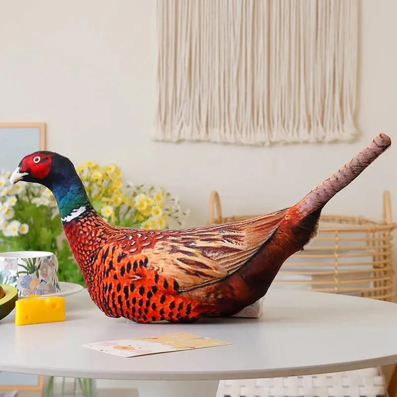 Simulation 3D Printed Animal Pillow Lifelike Parrot Goose Duck Pigeon Pheasant Cock Stuffed Doll Cute Cushion Toys Home Decor