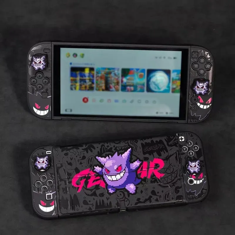 Anime Pokemon Gengar Holder Case For Nitendo Switch 2 Cartoon Removable Handle Holder Protective Cover Grip Cap Game Accessories