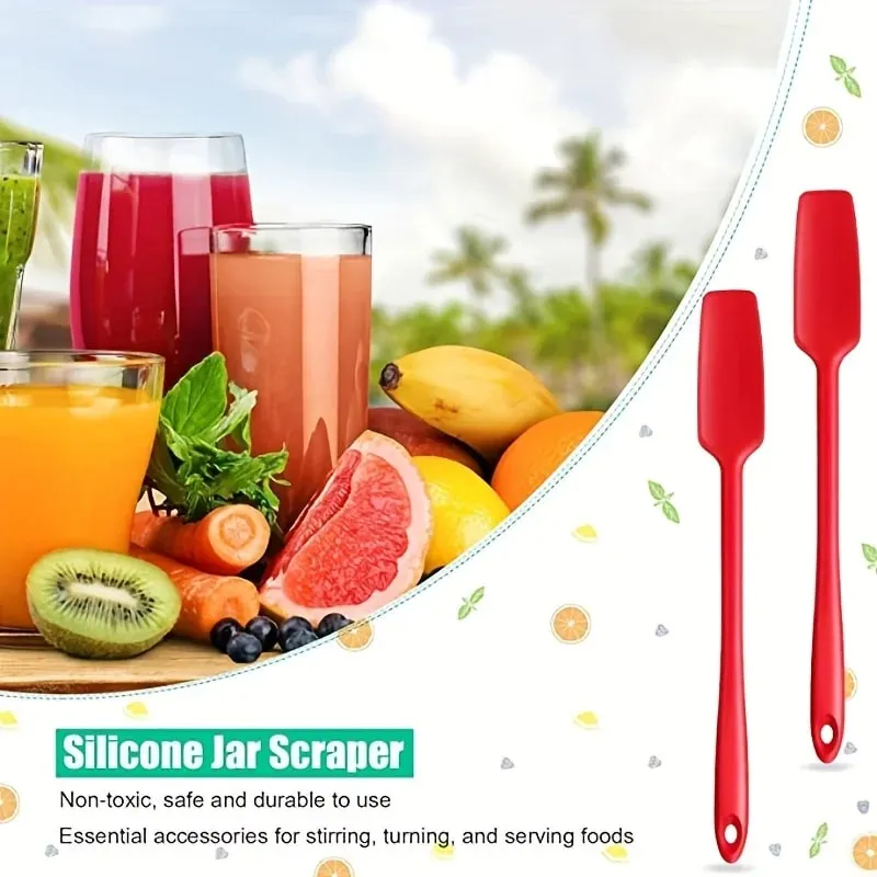 Espátula de silicone com cabo longo para cozinha, espátula raspadora de jarra, antiaderente, raspador de borracha, smoothies, liquidificadores, cozimento