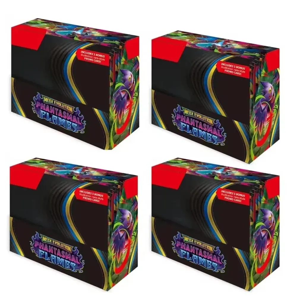 Cartão pokémon divertido 40-360 segundos, mega evolução, chamas fantasmas, reforço inglês, cartão de batalha, fãs de anime, brinquedo de presente de aniversário para crianças — image 4