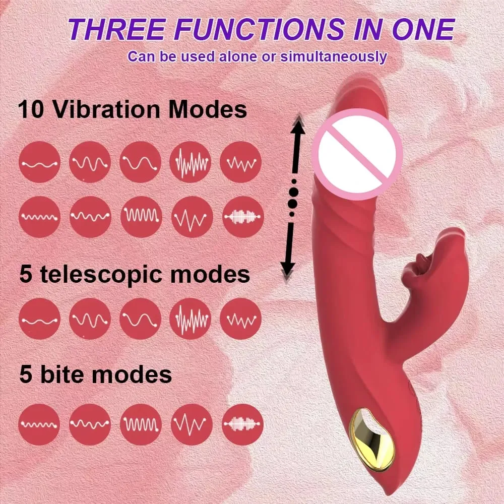 Empurrando grande vibrador coelho vibrador g ponto clitoral boca mordendo estimulador vagina massagem anal brinquedos sexuais adultos para mulher
