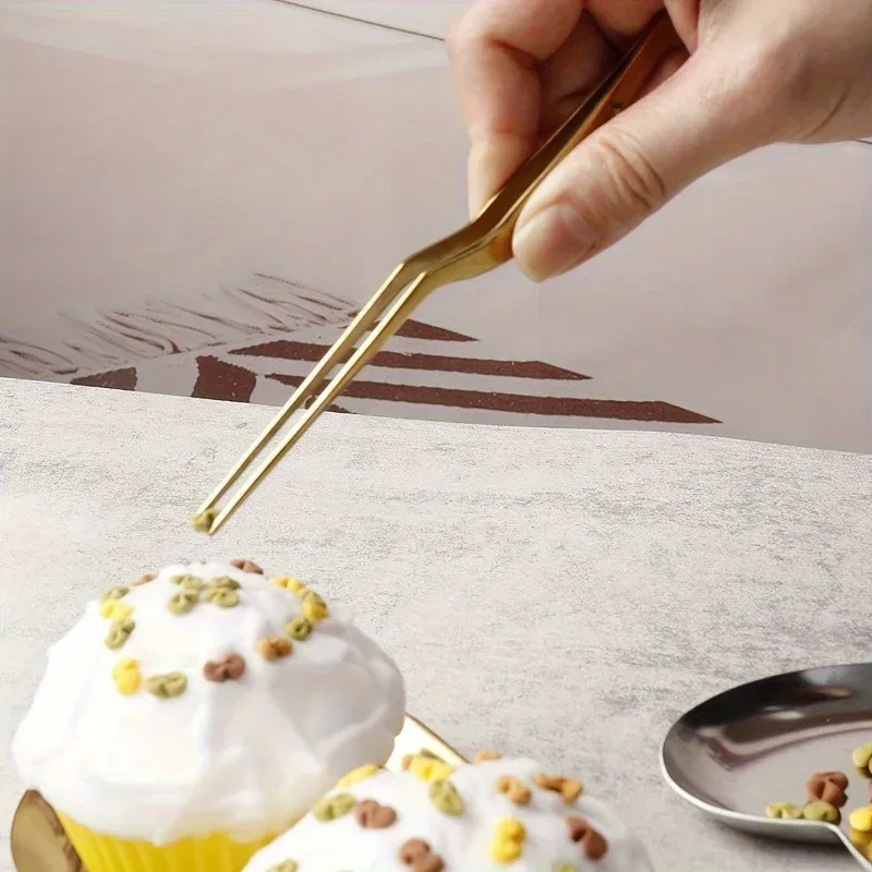 Pinça de cotovelo especial de cozinha molecular de titânio, pinça modeladora de prato frio, ferramentas de decoração de cozinha e restaurante