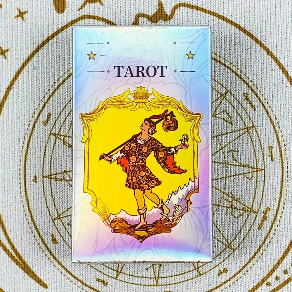 Baralho de cartas de tarô brilhante Vitetta, 78 cartas de tarô para iniciantes, novo design, aproximadamente 10,3 * 6 cm, jogo de tabuleiro de adivinhação