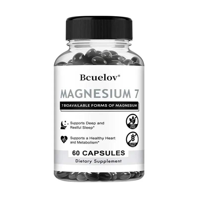 Complexo de magnésio 7 em 1 de alta absorção apoia o relaxamento energético promove um sono saudável ajuda suplementos de suporte muscular