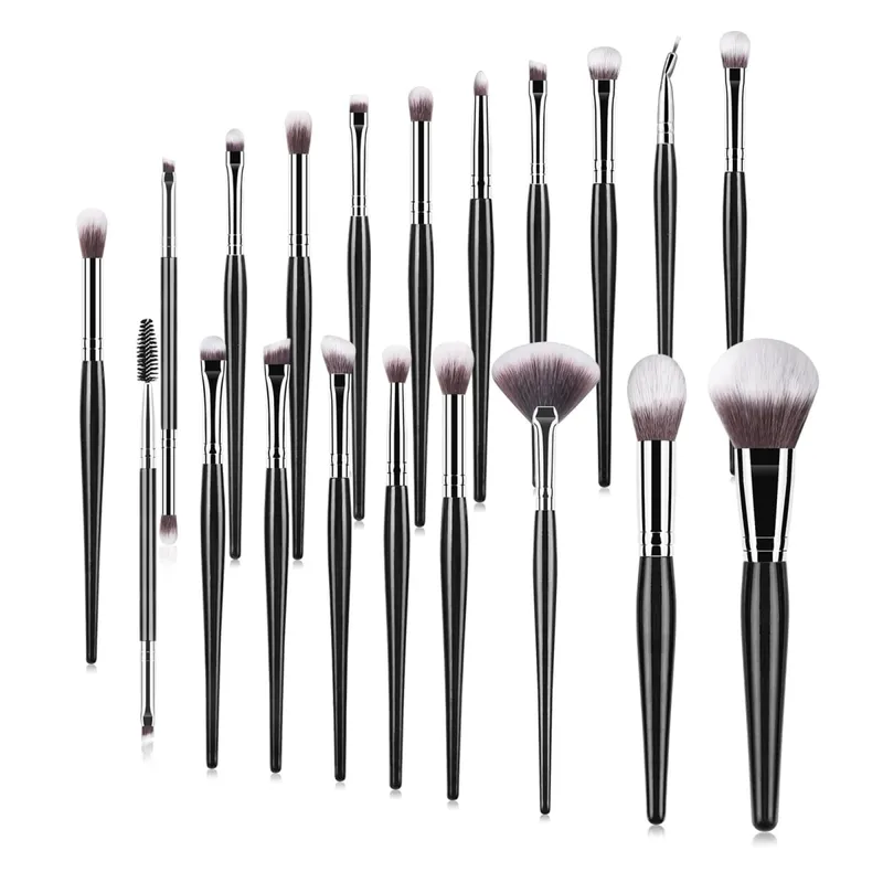Conjunto de pincéis de maquiagem, 20 peças, base em pó, blush, sombra, sobrancelha, ferramentas cosméticas com bolsa de armazenamento