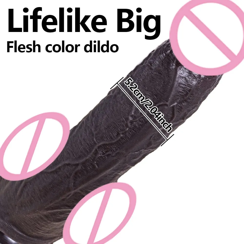 Pênis realista de silicone macio, pau com ventosa forte, veias de testículos para experiência de jogo anal, brinquedo sexual adulto para mulheres