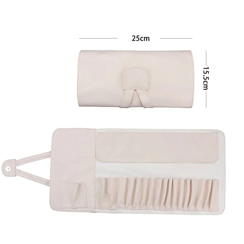 Bolsa de pincel de maquiagem com 12/14/18 buracos, estojo funcional de cosméticos para viagem, protetor de pincéis de maquiagem, ferramenta de bolsa de rolamento