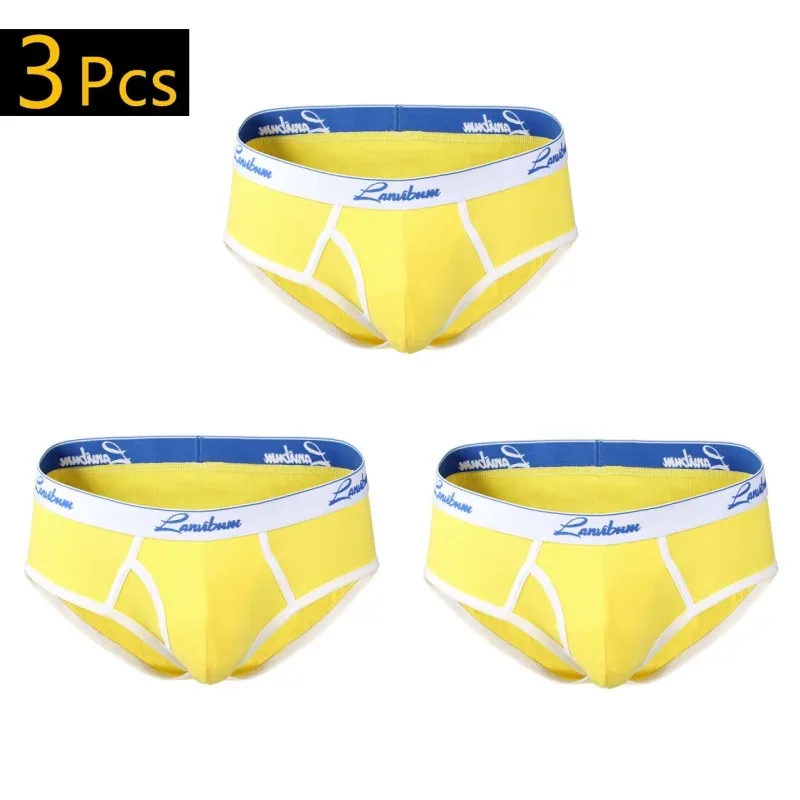 1/3 PCS Nova Roupa Interior Masculina Meados de Cintura Fio de Algodão Respirável Cor Sólida Roupa Interior Juvenil Calças Triângulo Masculinas