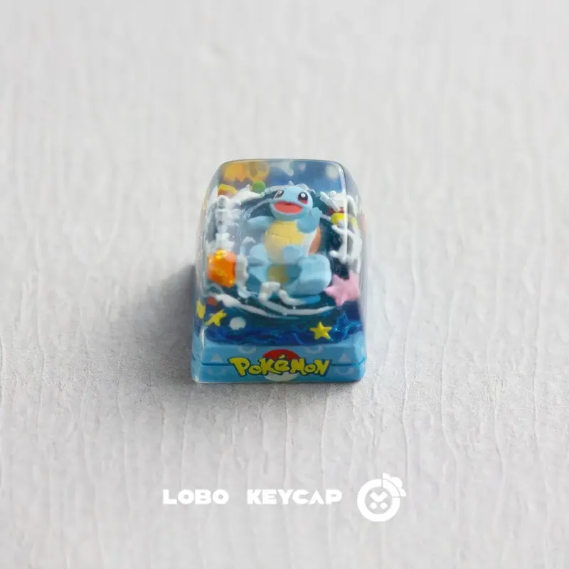 Pokemon bulbasaur squirtle keycap transparente acessórios de teclado anime bonito resina psiquiatra gotejamento cola keycaps oem esc original c4