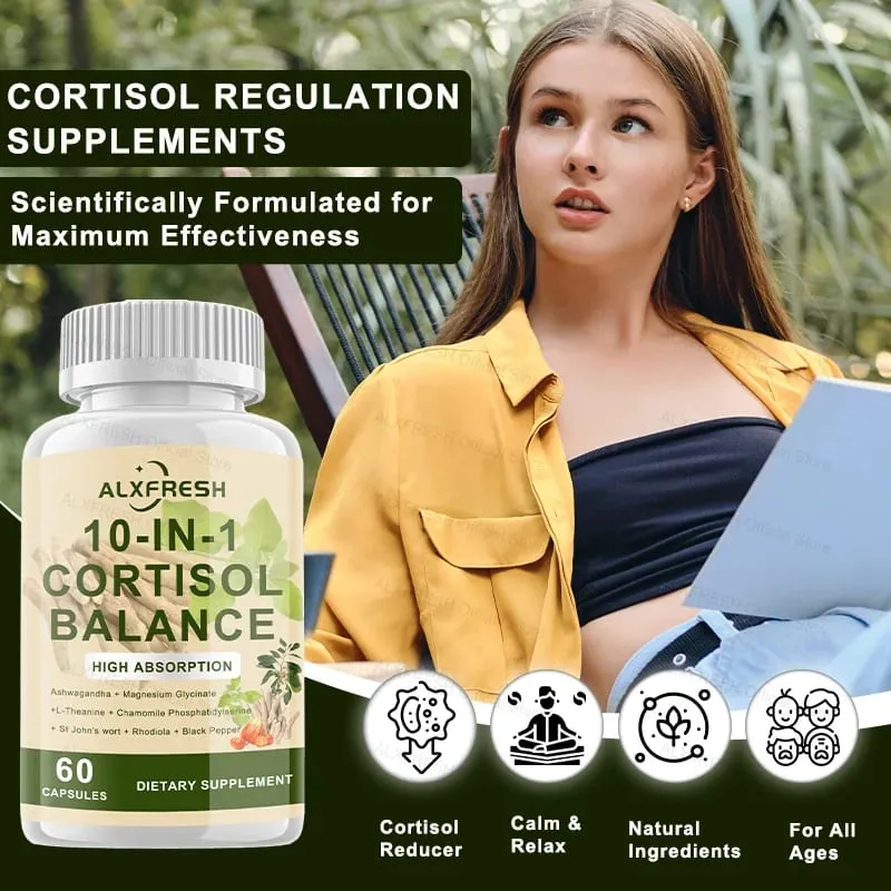Cápsulas de cortisol suportam níveis mais baixos de cortisol, aliviam o estresse, melhoram o humor e a qualidade do sono, aumentam a energia, reduzem a fadiga