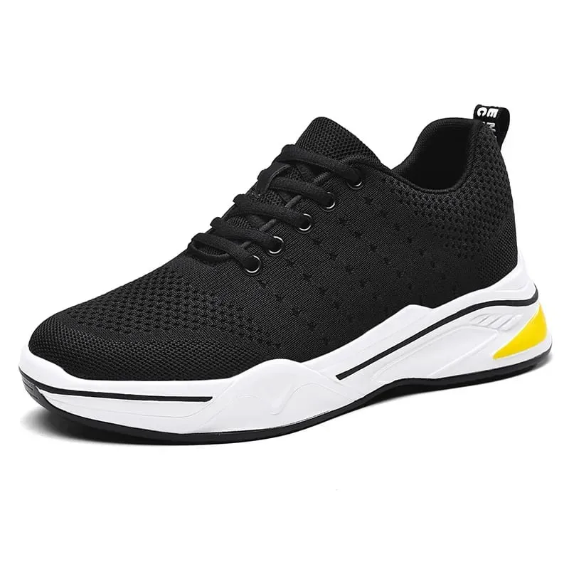 Sapatos de aumento invisível para homens 8cm material de malha respirável sapatos esportivos indoor sapatos casuais