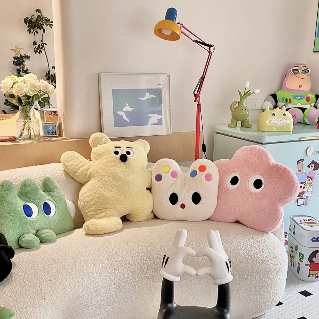 Celebrity Girly Flower Pillow Sofa Decor Kawaii Cat Bear Cushion Stuffed Animals Rainbow floral hoop Bunny Plush Toy Christmas