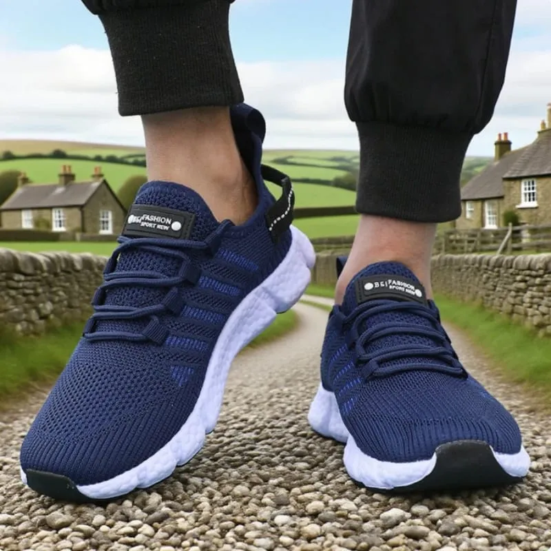 Tênis de corrida de sola macia para homens malha respirável flexível tênis casuais confortáveis ​​solas sustentáveis ​​sapatos de treinamento de tênis