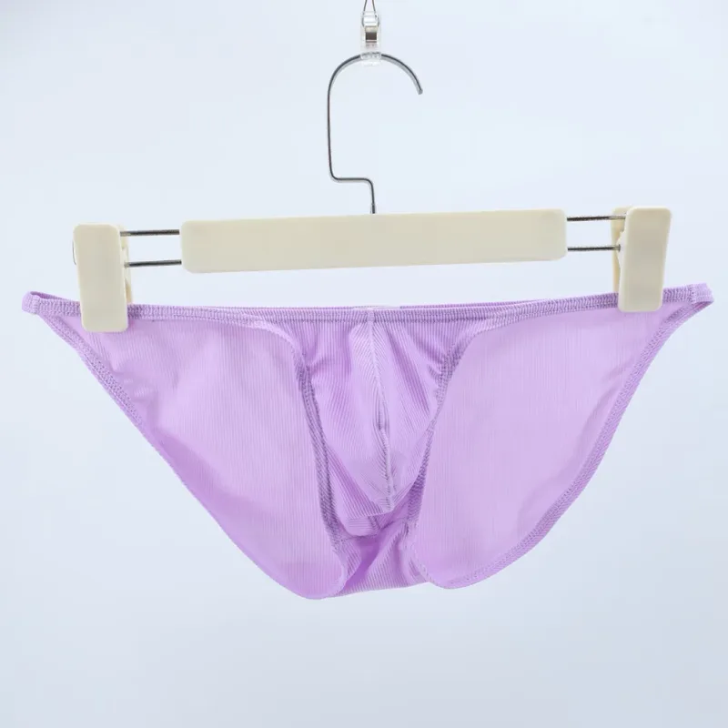 1pc Men Ribbing High Fork Underwear Brief U Convex Pouch Low Rise Panties Solid Color Breathable Comfortable Underpants
