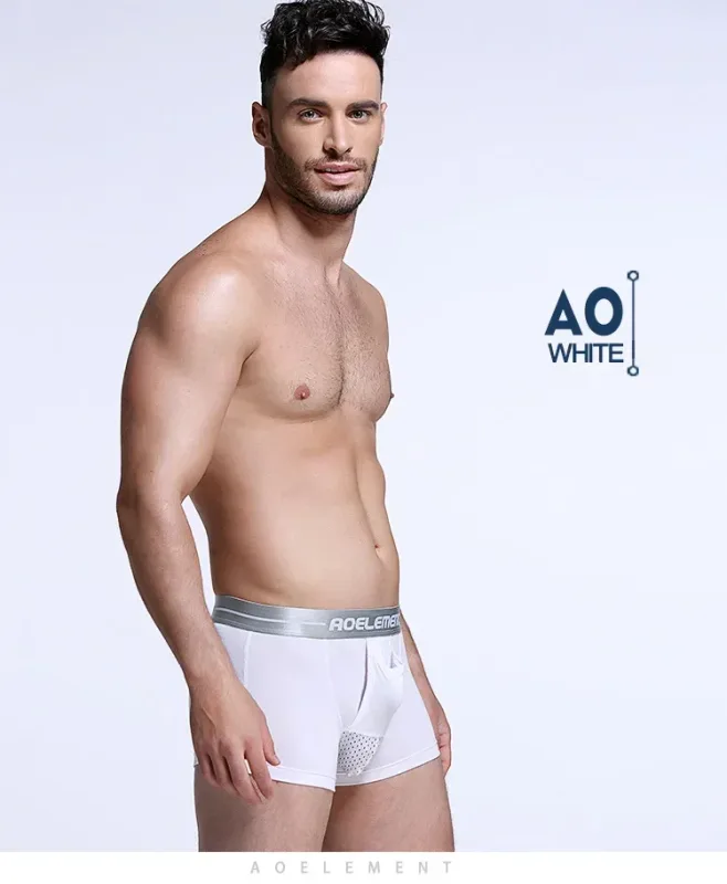 Bala roupa interior separada masculina ventilada verão cuecas secas saco de seda gelo boxers saudáveis