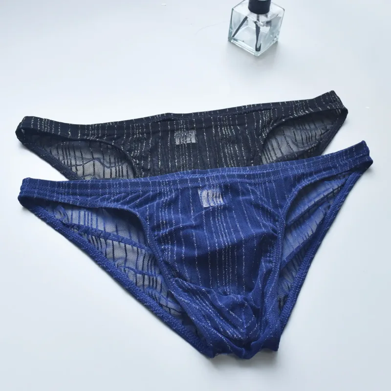 Roupa íntima sexy masculina, malha transparente e divertida, calças triangulares finas e transparentes de secagem rápida, roupa íntima respirável de cintura baixa — image 10