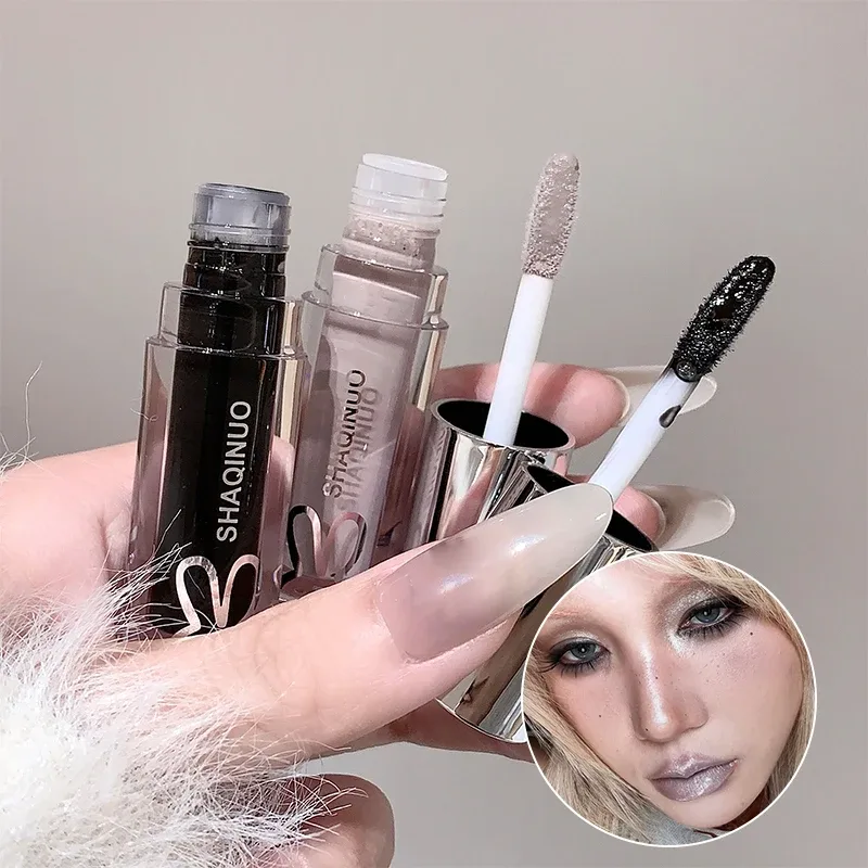Espelho aguado brilho labial duradouro hidratante matiz labial fresco preto prata cinza pérola fino espumante batom maquiagem cosméticos