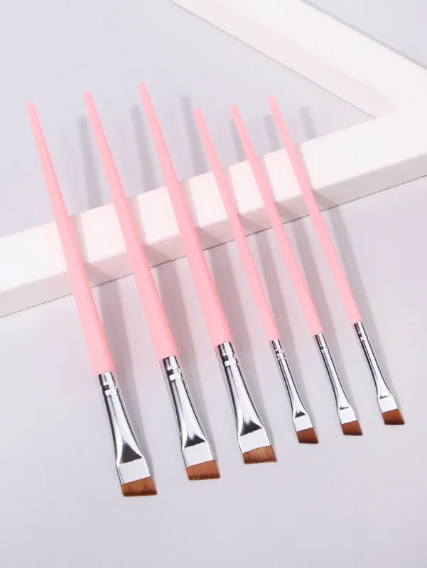 6 pçs conjunto de pincéis de maquiagem delineador fino pincéis de forro fino profissional escova de sobrancelha angular alta qualidade ferramenta de maquiagem de contorno de sobrancelha — image 9