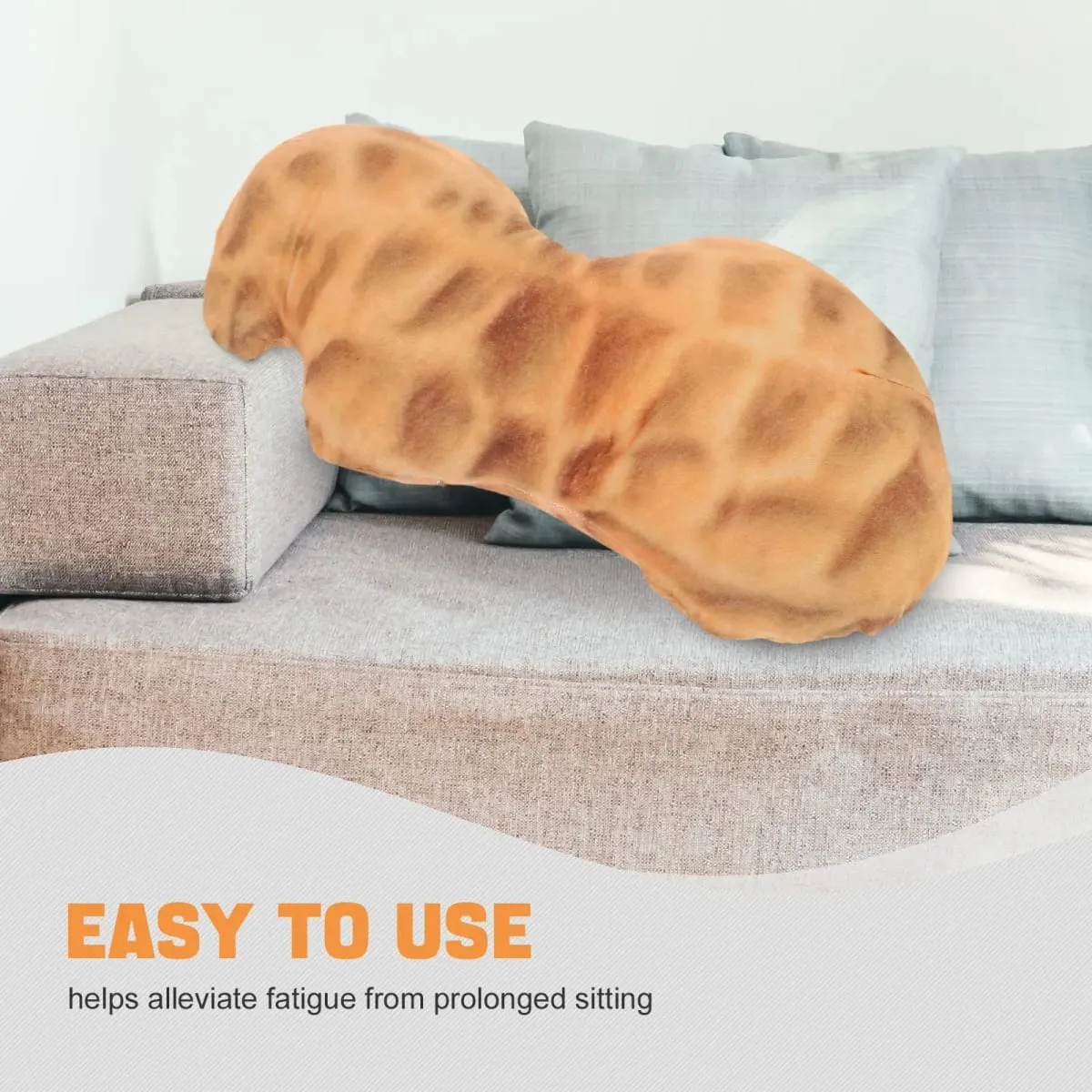Almofada decorativa macia em forma de amendoim criativo 45cm travesseiro de apoio lombar para sofá cama escritório almofada em forma de comida de pelúcia fofa