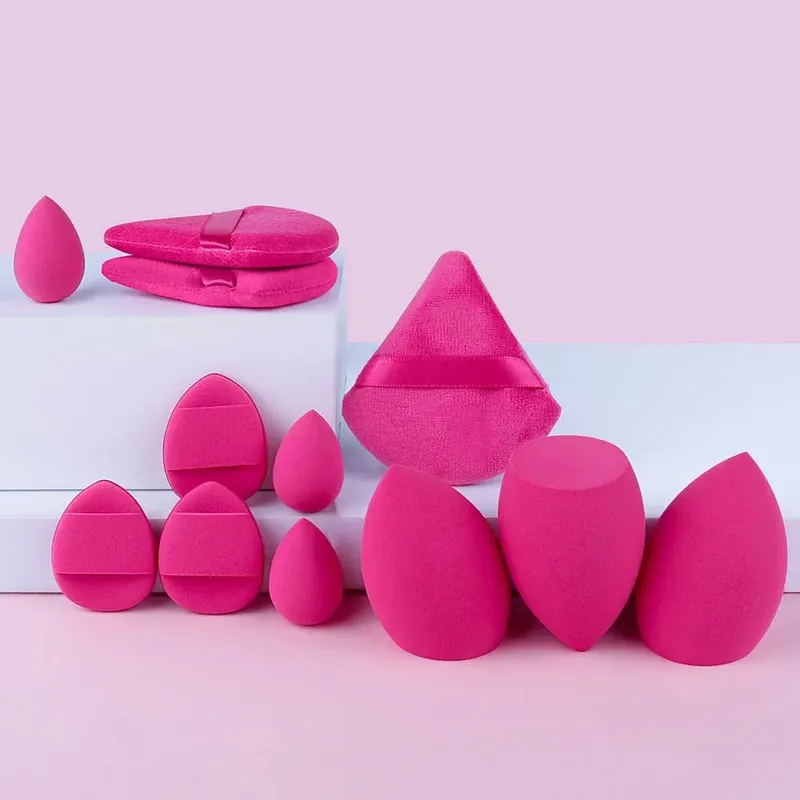 Conjunto de esponja de maquiagem portátil, 12 peças, base portátil, sopro cosmético para corretivo facial, mistura de beleza, creme líquido, potência