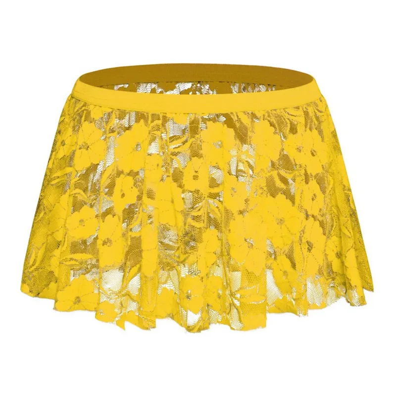 Saia de renda sólida masculina malha transparente para lingerie baixa para ascensão saias plissadas ver através bodycon inferior para festa à noite