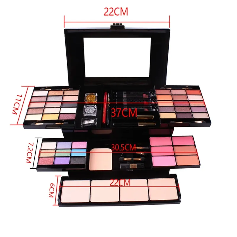 Kit comestic multifuncional, conjunto de pincéis de maquiagem para sombra, batom, paleta de maquiagem profissional, caixa artística — image 6