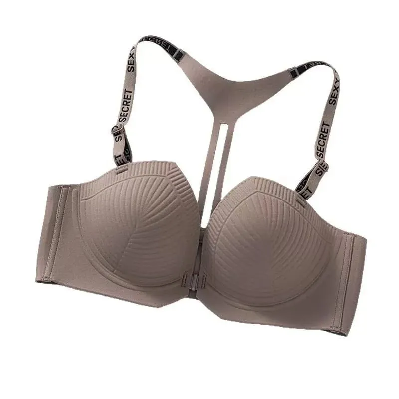 2025 sem costura sem costas fechamento frontal push up sutiã com alças de carta em forma de y anti-flacidez para mulher lingerie sexy