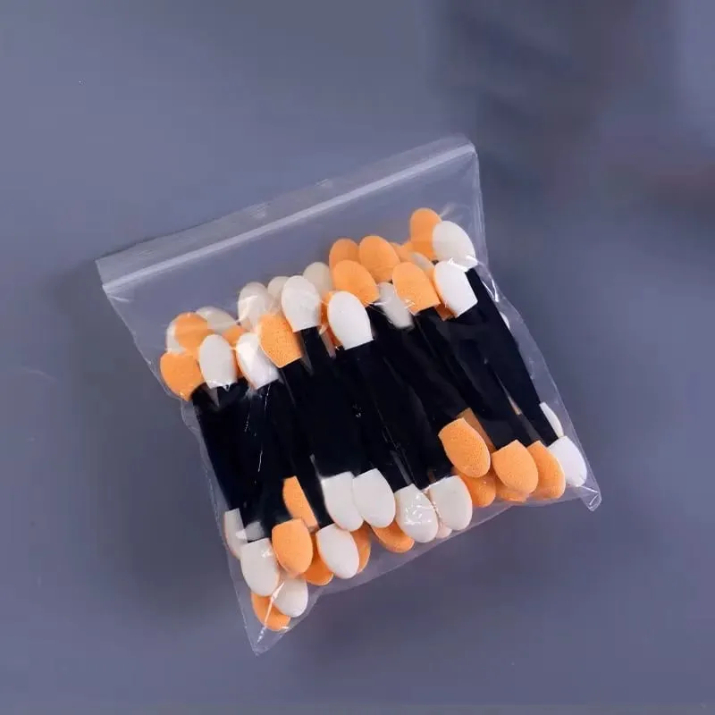Cuttte 50/100PCS Aplicadores De Esponja De Sombra De Olho De Lados Duplas Descartáveis ​​com Recipiente Comprimento Pincéis De Sombra Aplicador De Maquiagem