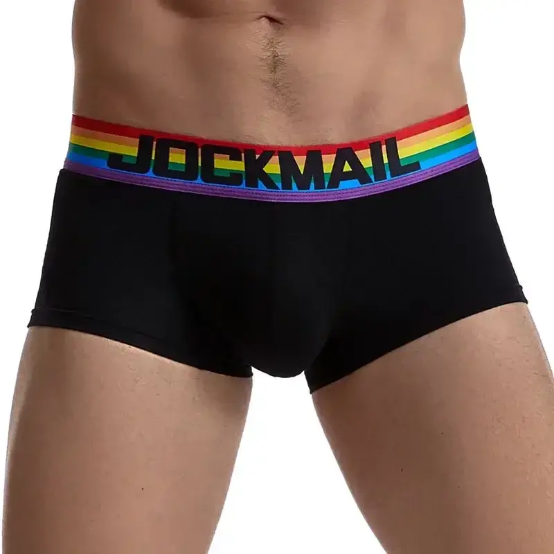 قوس قزح حزام رجل السروال boxershort القطن الرجال الملاكمين الذكور ملابس داخلية جيدة التهوية الرجال سراويل لينة سراويل داخلية للرجال أسود أبيض